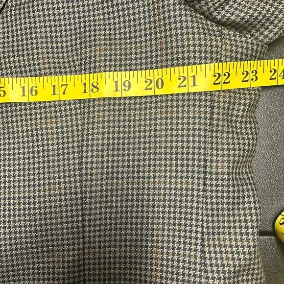 Jos. A Bank Tan and Blue Houndstooth Silk Wool Classic Blazer Size 44R - Picture 8 of 9